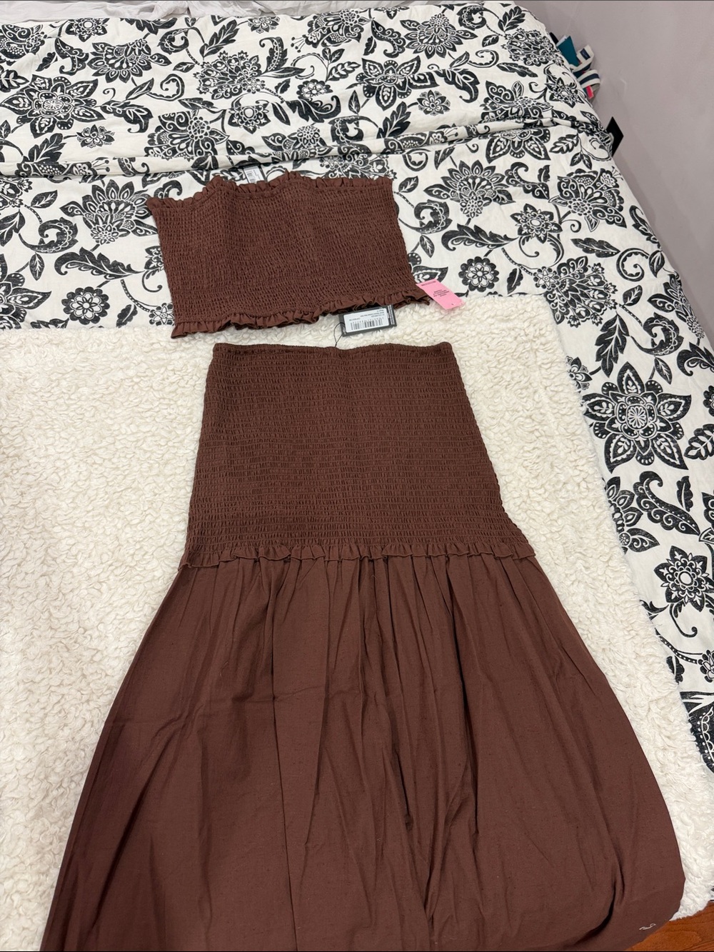 Pretty little thing Brown Ribbed Set